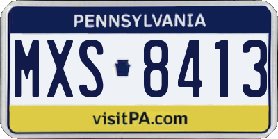 PA license plate MXS8413