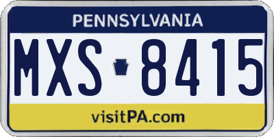 PA license plate MXS8415