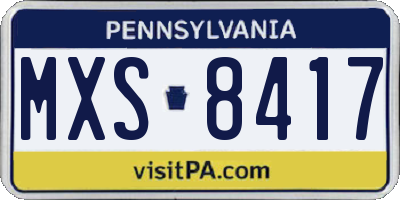 PA license plate MXS8417