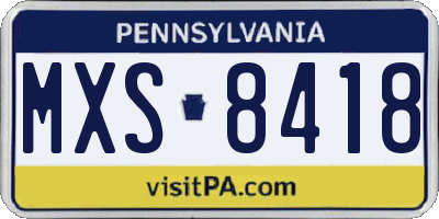 PA license plate MXS8418