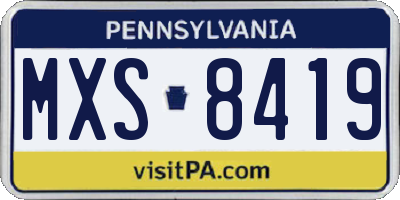 PA license plate MXS8419