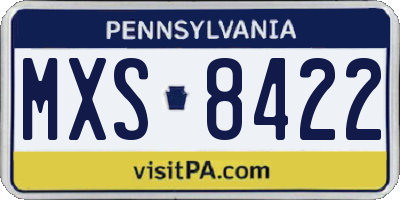 PA license plate MXS8422