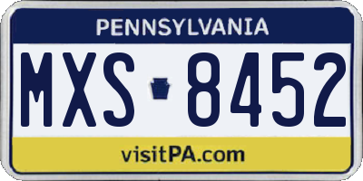 PA license plate MXS8452