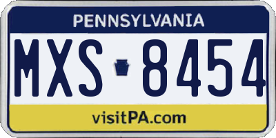 PA license plate MXS8454
