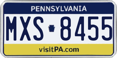 PA license plate MXS8455