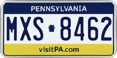 PA license plate MXS8462