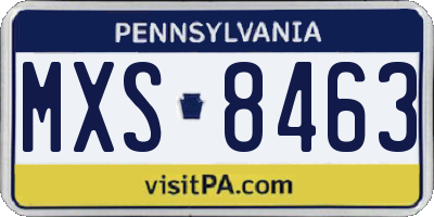 PA license plate MXS8463