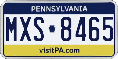 PA license plate MXS8465