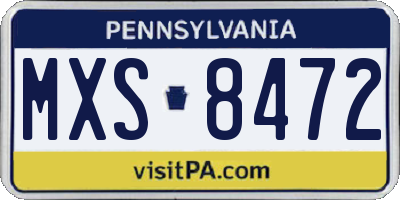 PA license plate MXS8472