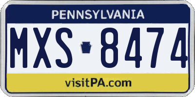 PA license plate MXS8474