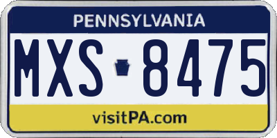 PA license plate MXS8475