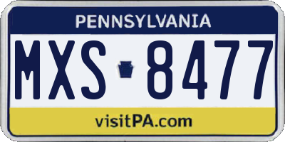 PA license plate MXS8477