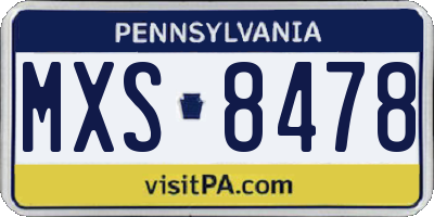 PA license plate MXS8478