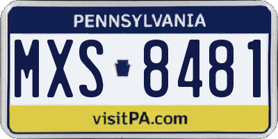 PA license plate MXS8481