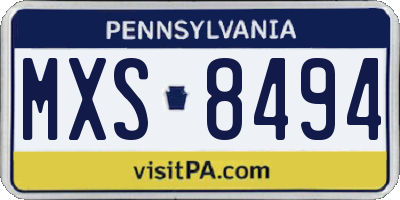 PA license plate MXS8494