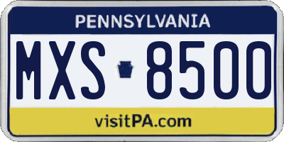 PA license plate MXS8500