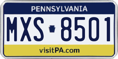 PA license plate MXS8501
