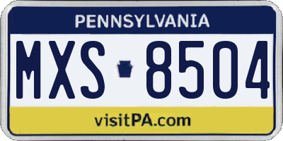 PA license plate MXS8504