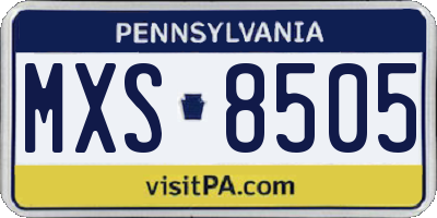 PA license plate MXS8505