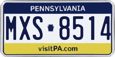 PA license plate MXS8514
