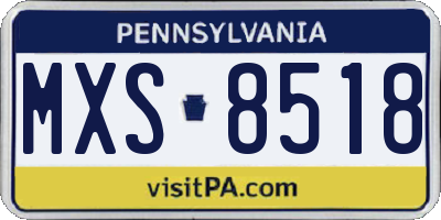 PA license plate MXS8518