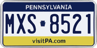 PA license plate MXS8521