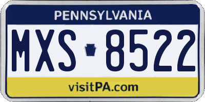 PA license plate MXS8522