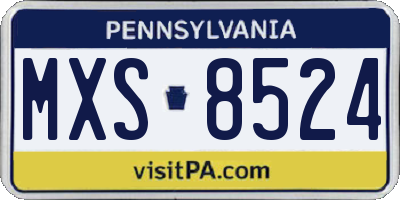 PA license plate MXS8524