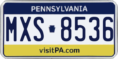 PA license plate MXS8536