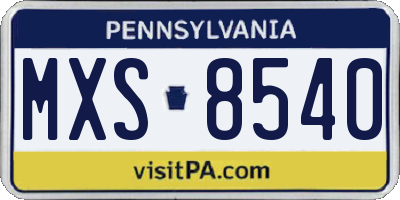 PA license plate MXS8540
