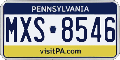 PA license plate MXS8546