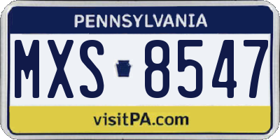 PA license plate MXS8547