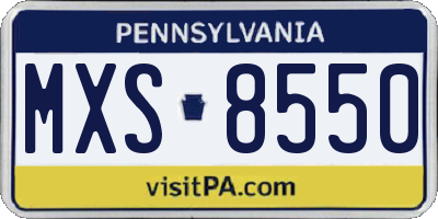 PA license plate MXS8550
