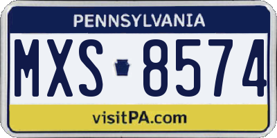 PA license plate MXS8574