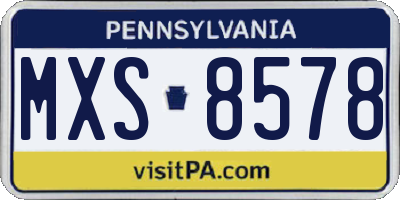 PA license plate MXS8578
