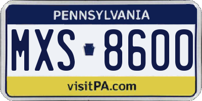 PA license plate MXS8600
