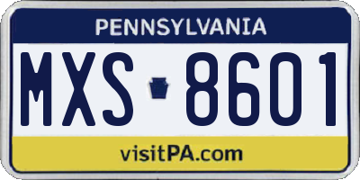 PA license plate MXS8601