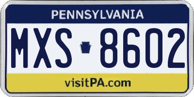 PA license plate MXS8602