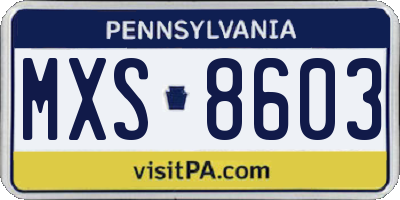 PA license plate MXS8603