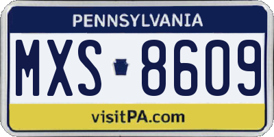 PA license plate MXS8609