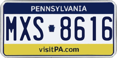 PA license plate MXS8616