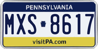 PA license plate MXS8617