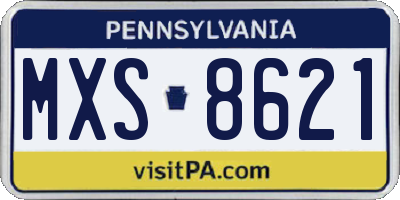 PA license plate MXS8621