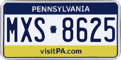 PA license plate MXS8625