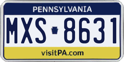 PA license plate MXS8631