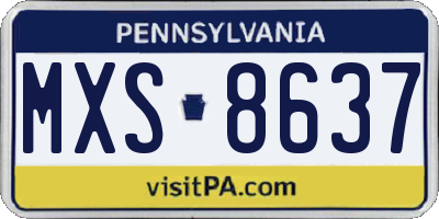 PA license plate MXS8637