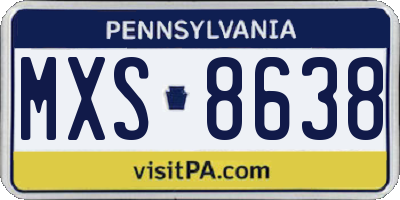 PA license plate MXS8638