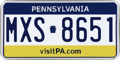 PA license plate MXS8651