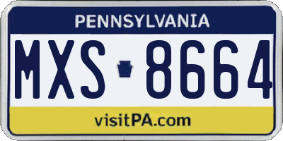 PA license plate MXS8664