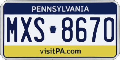 PA license plate MXS8670